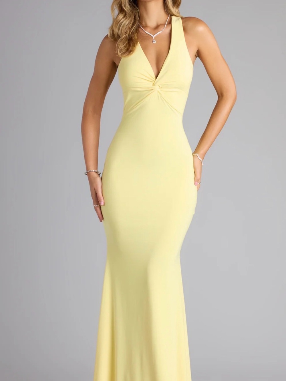 WINDSOR Sleeveless V-Neck Yellow Maxi Dress size XL